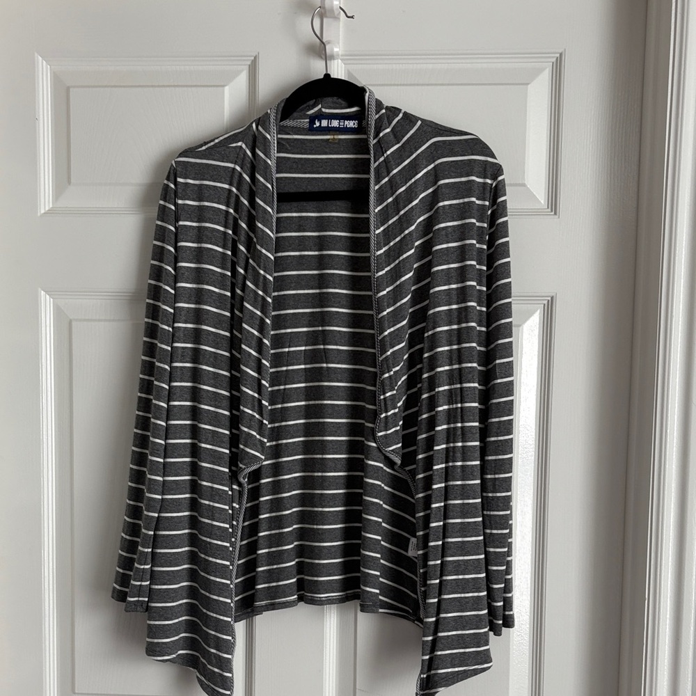 Stylish Gray Striped Cardigan